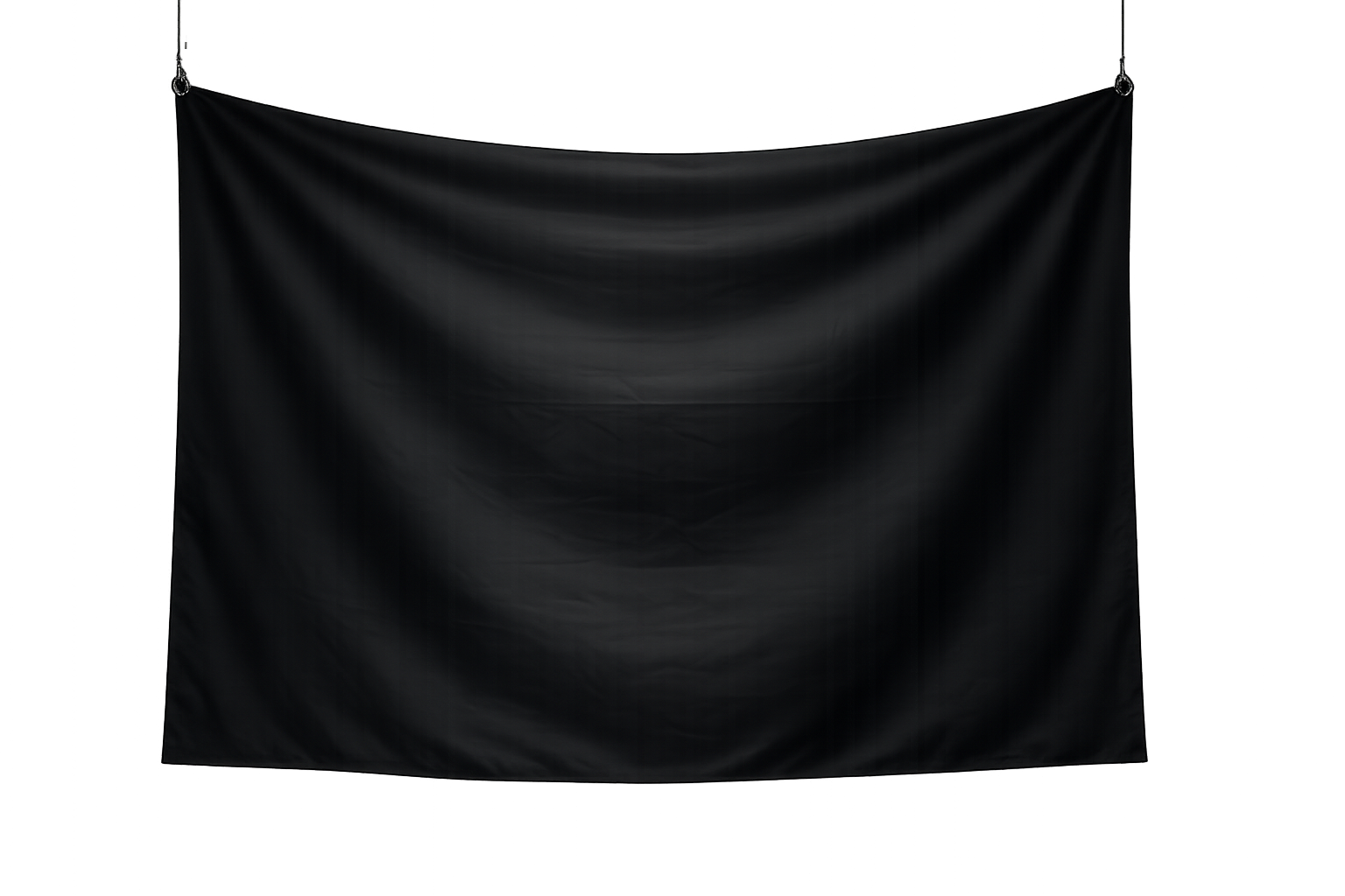 Hanging fabric flag with the words NO RULES in a dark concrete room